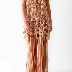 Miguelina Fifi Rust Stripes Wide-Leg Pants