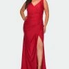 La Femme Sequin Plus Size Dress With Off The Shoulder Detail