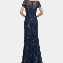 La Femme Ong Beaded Lace Dress With Sheer Neckline -ANNA-KACI SHOP M00849667147068 1000356112