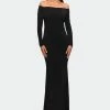 La Femme Ong Sleeve Off The Shoulder Jersey Evening Gown