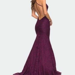 La Femme Mermaid Lace Gown With Sheer Bodice And Open Back -ANNA-KACI SHOP M00849667182045 4241171841
