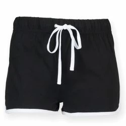 SKINNI FIT Womens/Ladies Retro Training/Fitness Sports Shorts (Black/ White)