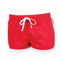 SKINNI FIT Womens/Ladies Retro Training/Fitness Sports Shorts (Red/ White)