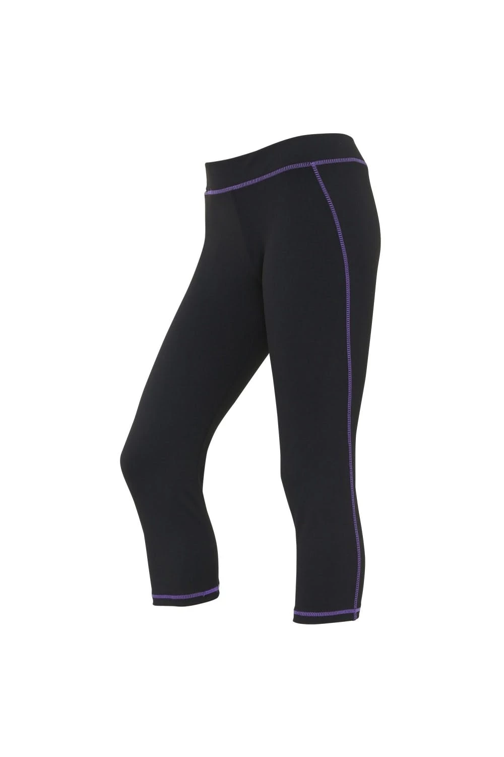 AWDis Just Cool Womens/Ladies Girlie Capri Sports Pants/Trousers (Jet Black/Purple) 1 AWDis Just Cool Womens/Ladies Girlie Capri Sports Pants/Trousers (Jet Black/Purple)