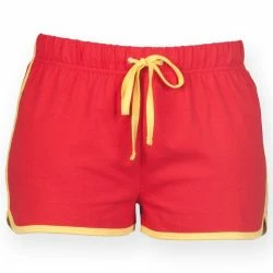 SKINNI FIT Womens/Ladies Retro Training/Fitness Sports Shorts (Red/ Yellow)