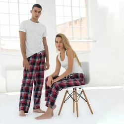SKINNI FIT Womens/Ladies Tartan Lounge Pants - Red/Navy Check -ANNA-KACI SHOP M05059000393631 83089719