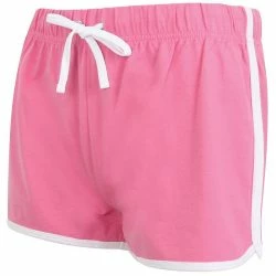 SKINNI FIT Womens/Ladies Retro Training/Fitness Sports Shorts (Bright Pink/ White) -ANNA-KACI SHOP M05059000948947 3132079474