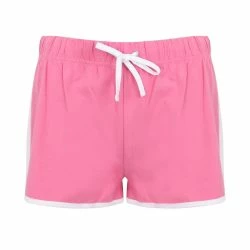 SKINNI FIT Womens/Ladies Retro Training/Fitness Sports Shorts (Bright Pink/ White)