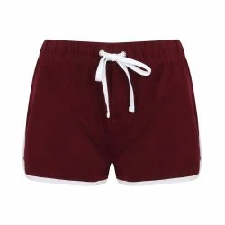 SKINNI FIT Womens/Ladies Retro Training/Fitness Sports Shorts (Burgundy/ White)