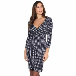 Krisp Womens/Ladies Polka Dot Crossover Dress - Navy