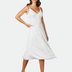 Lara 51074- Flowing, Sequinned Midi Dress