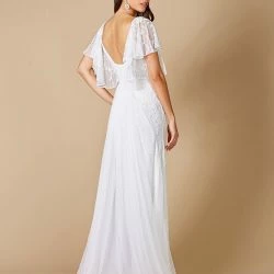 Lara 51056 - Beaded Bridal Gown With Cape Sleeves