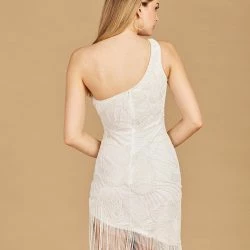 Lara 29291 - One Shoulder Cocktail Dress With Fringes -ANNA-KACI SHOP M07427283237948 726353344