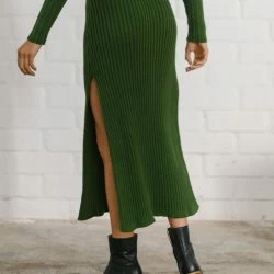 ALOHAS Wise Opened Knit Skirt Camel