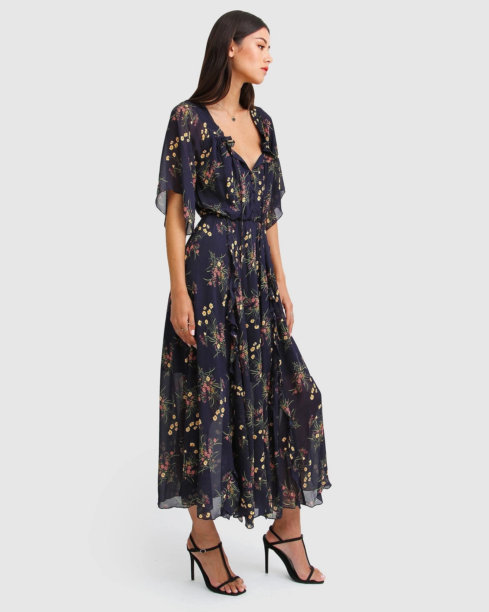 Belle & Bloom Amour Amour Ruffled Midi Dress - Navy 2 Belle & Bloom Amour Amour Ruffled Midi Dress - Navy - Image 2