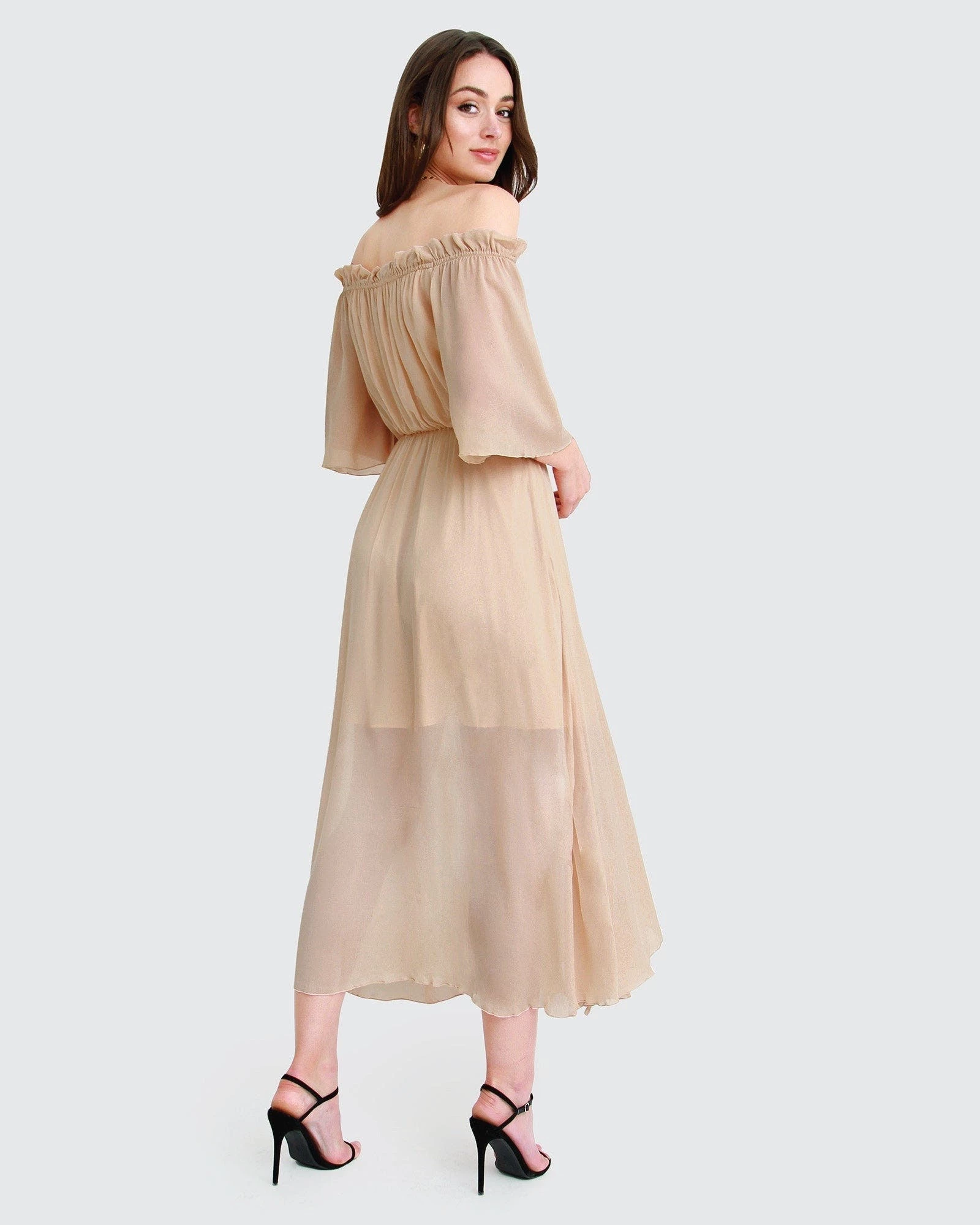 Belle & Bloom Amour Amour Ruffled Midi Dress - Sand 3 Belle & Bloom Amour Amour Ruffled Midi Dress - Sand - Image 3