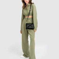 Belle & Bloom State Of Play Wide Leg Pant - Army Green -ANNA-KACI SHOP M09343608121007 2545686819