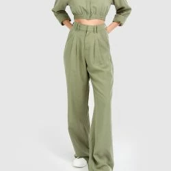 Belle & Bloom State Of Play Wide Leg Pant - Army Green -ANNA-KACI SHOP M09343608121007 2708066002