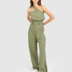 Belle & Bloom State Of Play Wide Leg Pant - Army Green