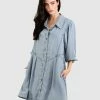 Belle & Bloom Supercut Denim Dress - Mid Denim