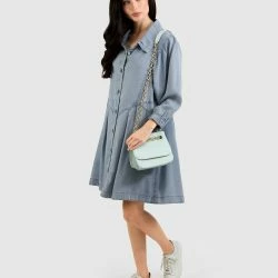 Belle & Bloom Supercut Denim Dress - Mid Denim -ANNA-KACI SHOP M09343608121403 4256265571