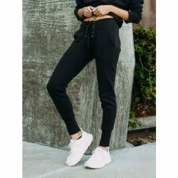 Lezat Kelly Slim Lace-Up French Terry Organic Cotton Sweatpant - Black Pants -ANNA-KACI SHOP unnamed file 199