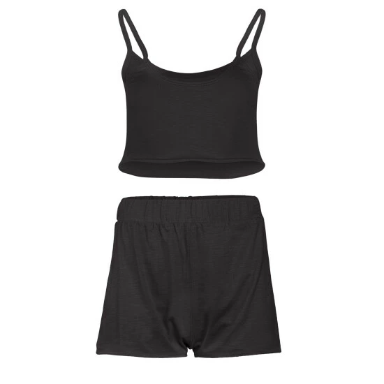 Lezat Kora Cotton Tank, Shorts And Robe Sleep Set - Black Sleepwear 3 Lezat Kora Cotton Tank, Shorts And Robe Sleep Set - Black Sleepwear - Image 3