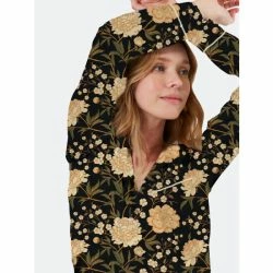 Lezat Nina Silk Pajama Short Set - Ivory Peonies Sleepwear