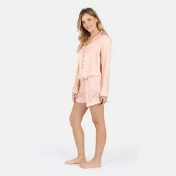 Lezat Nina Silk Pajama Short Set Sleepwear Peach -ANNA-KACI SHOP unnamed file 77