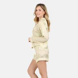 Lezat Nina Silk Pajama Short Set - Champagne Sleepwear