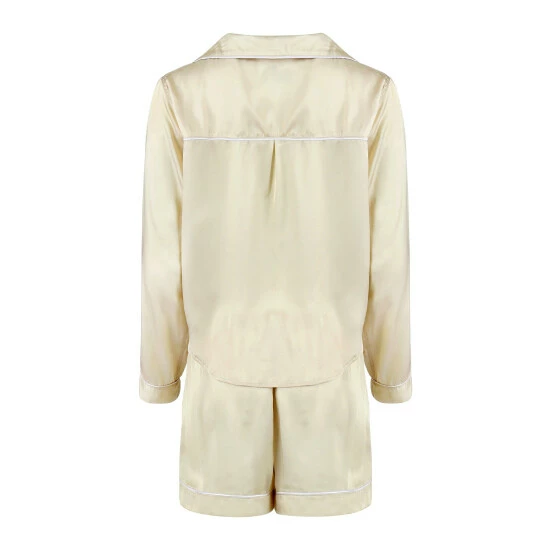 Lezat Nina Silk Pajama Short Set - Champagne Sleepwear 6 Lezat Nina Silk Pajama Short Set - Champagne Sleepwear - Image 6