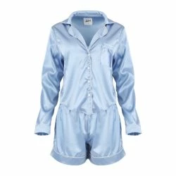 Lezat Nina Silk Pajama Short Set - Light Blue Sleepwear -ANNA-KACI SHOP unnamed file 99